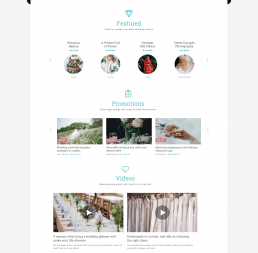 Featured vendors, promotions and videos sections