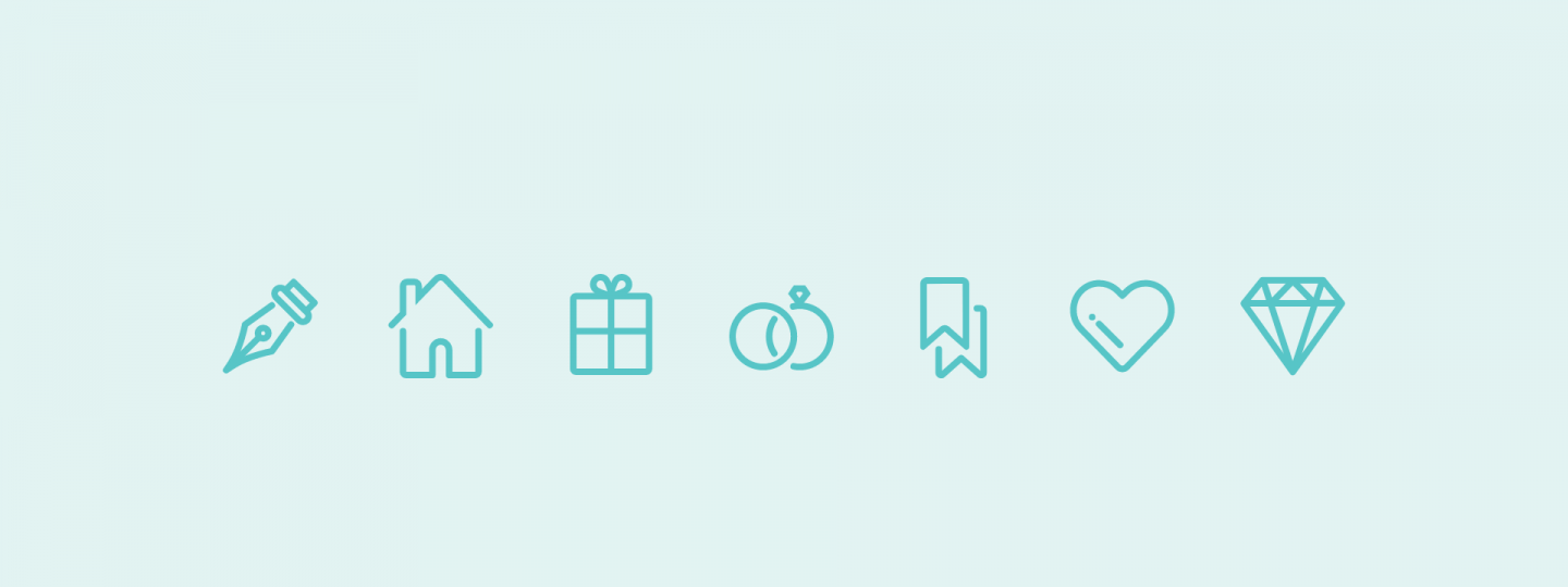 Delicate line icons for the Bridalgram website