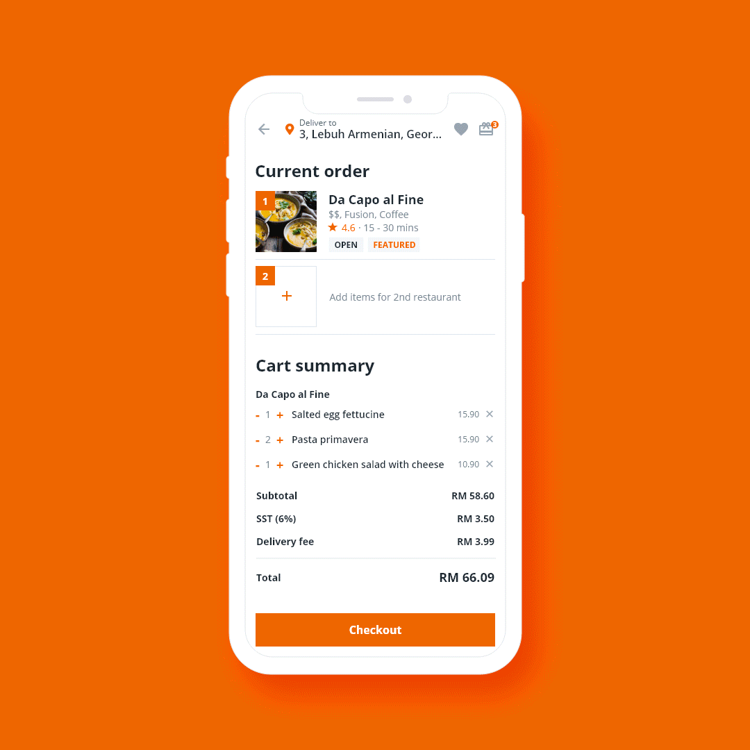 Adding a second restaurant to your order